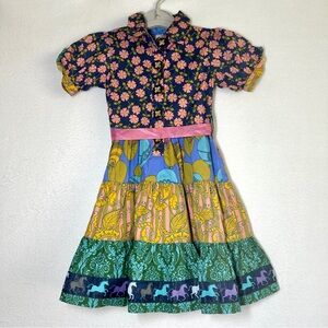 Matilda Jane Paint By Numbers Dress 4 Bayberry Horses Pink Ribbon Tie